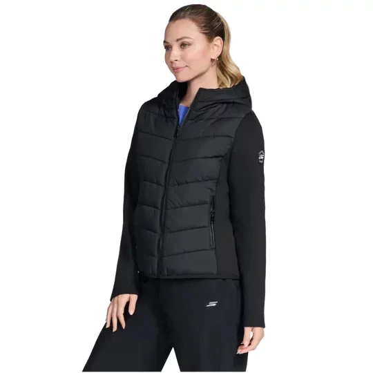 Zdjęcie produktu Skechers GO Shield Performance Elite Hooded Jacket JA232-BLK, Damskie, Czarne, kurtki zimowe, poliester, rozmiar: L