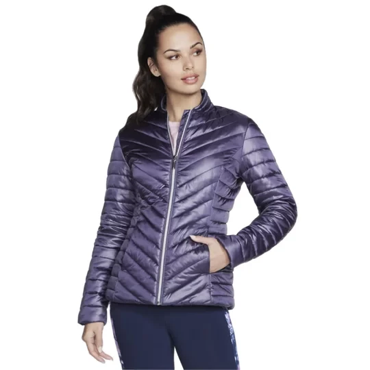 Zdjęcie produktu Skechers GO Shield Shine Jacket JA150-PRCC, Damskie, Fioletowe, kurtki, poliester, rozmiar: L
