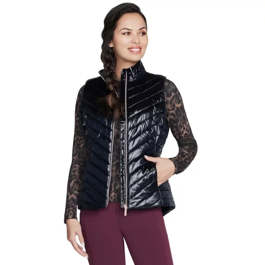 Zdjęcie produktu Skechers GO Shield Shine Vest JA151-BLK, Damskie, Czarne, bezrękawniki, poliester, rozmiar: XL