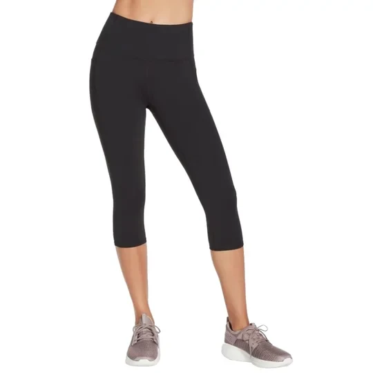 Zdjęcie produktu Skechers Go Walk High Waisted Capri Short W2CP2-BLK, Damskie, Czarne, spodenki, nylon, rozmiar: XS