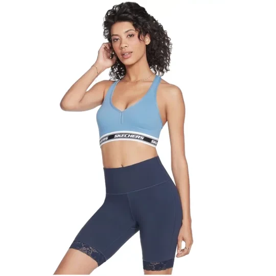 Zdjęcie produktu Skechers Go Walk Jacquard Bra W3BR90-BLGY, Damskie, Niebieskie, biustonosze sportowe, nylon, rozmiar: S