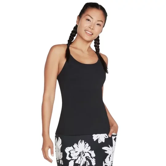 Zdjęcie produktu Skechers Go Walk Racerback Shelf Bra Cami W1TT134-BLK, Damskie, Czarne, t-shirty, nylon, rozmiar: M