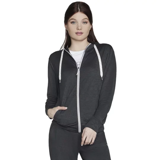 Zdjęcie produktu Skechers Godri Swift Full Zip Hoodie JA69-BKCC, Damskie, Szare, bluzy, poliester, rozmiar: XS