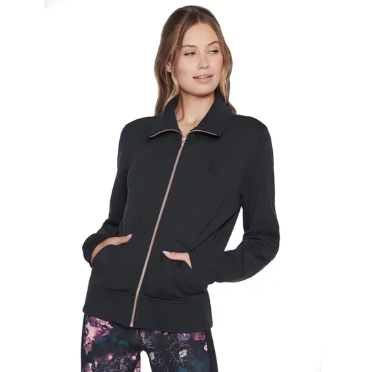 Zdjęcie produktu Skechers Hoodless Hoodie Skechcloud Jacket WJA288-BLK, Damskie, Czarne, bluzy, poliester, rozmiar: L