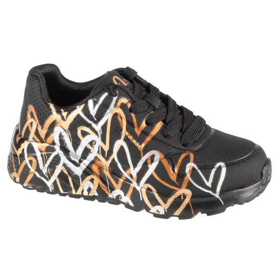Zdjęcie produktu Skechers JGoldCrown: Uno Lite - Metallic 314067L-BKGD, Dla dziewczynki, Czarne, buty sneakers, skóra syntetyczna, rozmiar: 28