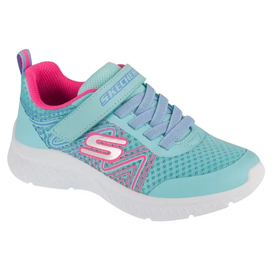 Zdjęcie produktu Skechers Microspec Plus - Swirl Sweet 303535L-AQPK, Dla dziewczynki, Niebieskie, buty sneakers, syntetyk, rozmiar: 28