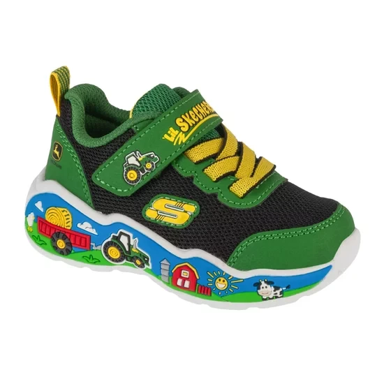 Zdjęcie produktu Skechers Play Scene - Barn-Squad Buddies 407065N-GNBK, Dla chłopca, Zielone, buty sneakers, tkanina, rozmiar: 22