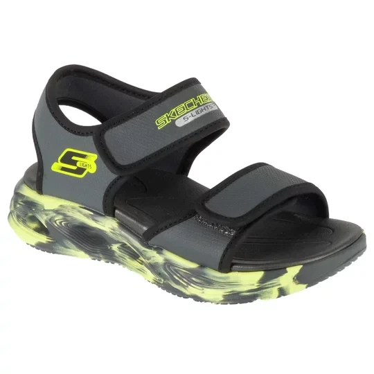 Zdjęcie produktu Skechers S-Lights: Sola Glow Sandal - Fusion Brights 407032L-CCBK, Dla chłopca, Szare, sandały, tkanina, rozmiar: 28