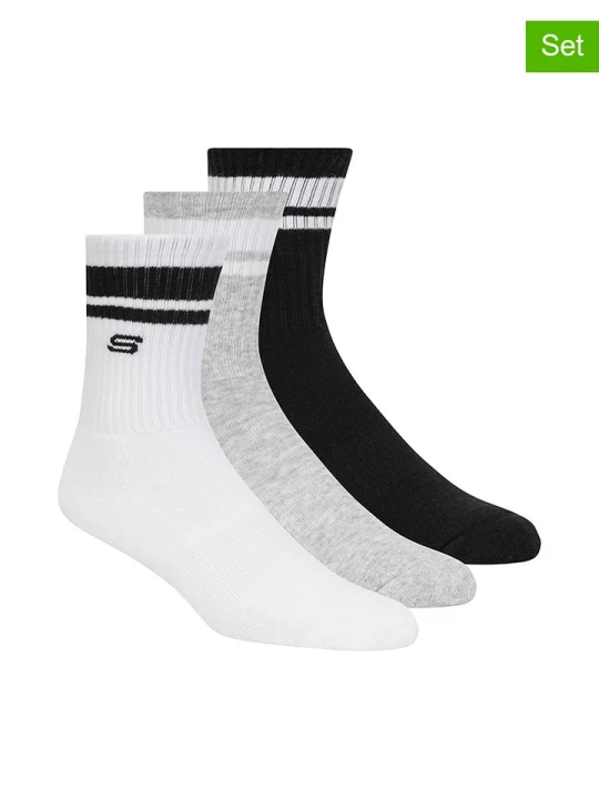 Zdjęcie produktu Skechers Skarpety (3 pary) w kolorze biało-czarno-szarym rozmiar: 36-38