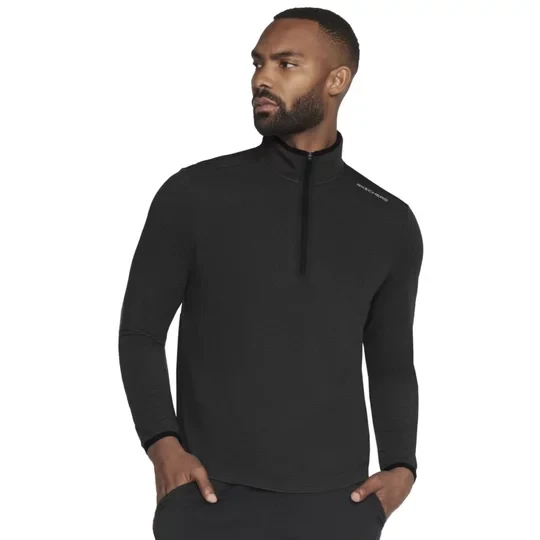 Zdjęcie produktu Skechers Skech-Knits Burst 1/4 Zip LT130-BLK, Męskie, Czarne, bluzy, poliester, rozmiar: L