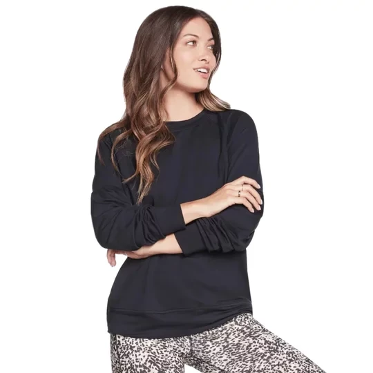 Zdjęcie produktu Skechers Skechluxe Restful Crew LT181-BLK, Damskie, Czarne, longsleevy, wiskoza, rozmiar: M