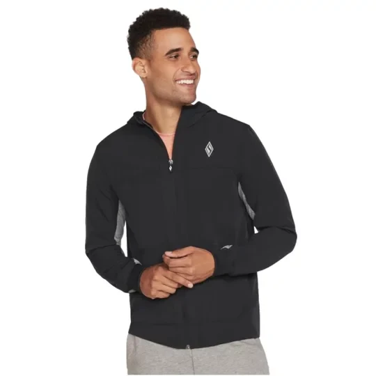 Zdjęcie produktu Skechers Skechweave Premium Hooded Jacket M1JA123-BLK, Męskie, Czarne, bluzy, poliester, rozmiar: XXL