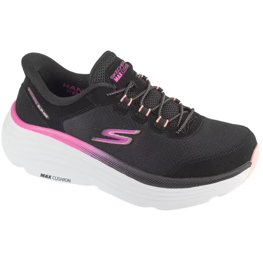 Zdjęcie produktu Skechers Slip-Ins: Max Cushioning Endeavour - Cardova 129474-BKPK, Damskie, Czarne, buty do biegania, tkanina, rozmiar: 36