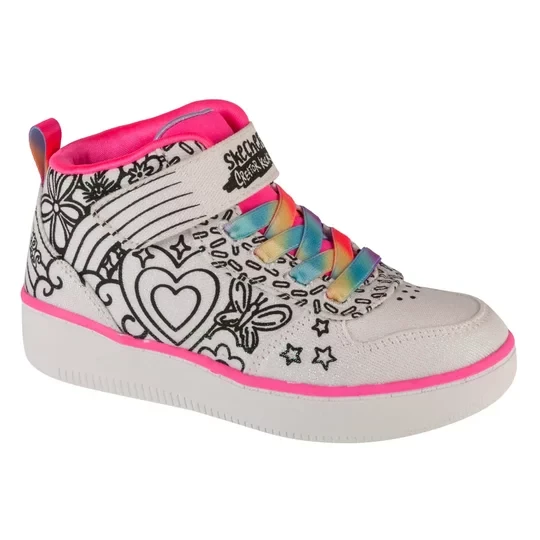 Zdjęcie produktu Skechers Sport Court 92 - Color Me Kicks 302213L-WMLT, Dla dziewczynki, Białe, buty sneakers, skóra syntetyczna, rozmiar: 27