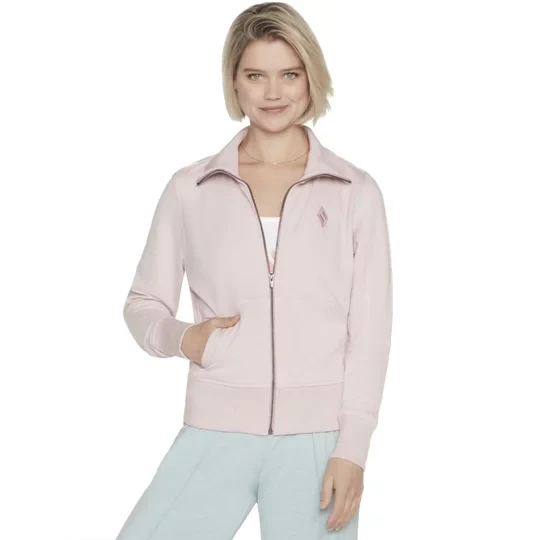 Zdjęcie produktu Skechers The Hoodless Hoodie Diamond Jacket W3JA262-LPK, Damskie, Różowe, bluzy, bawełna, rozmiar: L