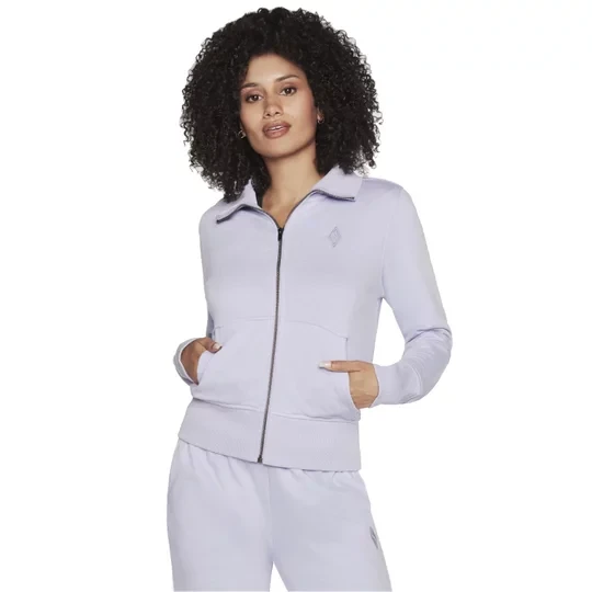 Zdjęcie produktu Skechers The Hoodless Hoodie Diamond Jacket W3JA262-LVLP, Damskie, Fioletowe, bluzy, bawełna, rozmiar: M