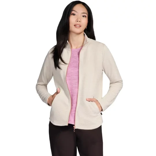 Zdjęcie produktu Skechers The Hoodless Hoodie GoWalk Shine Jacket JA78-NTTN, Damskie, Beżowe, bluzy, poliester, rozmiar: XS