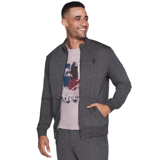 Zdjęcie produktu Skechers The Hoodless Hoodie M3JA195-CHAR, Męskie, Szare, bluzy, bawełna, rozmiar: L