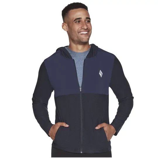 Zdjęcie produktu Skechers Ultra Go Lite Full Zip Hoodie MJA268-NVY, Męskie, Granatowe, bluzy, poliester, rozmiar: M