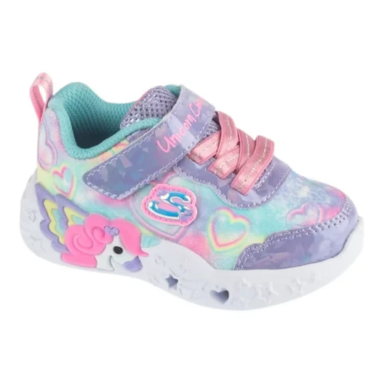 Zdjęcie produktu Skechers Unicorn Charmer - Lil Heart Sparkles 303064N-LVMT, Dla dziewczynki, Fioletowe, buty sneakers, tkanina, rozmiar: 21