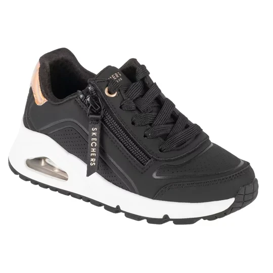 Zdjęcie produktu Skechers Uno Gen1 - Zip And Stride 310554L-BKRG, Dla dziewczynki, Czarne, buty sneakers, skóra syntetyczna, rozmiar: 28