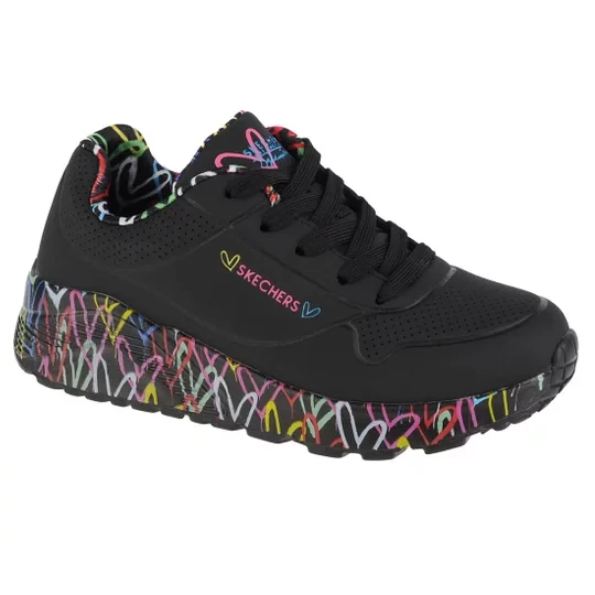 Zdjęcie produktu Skechers Uno Lite 314976L-BKMT, Dla dziewczynki, Czarne, buty sneakers, skóra syntetyczna, rozmiar: 27