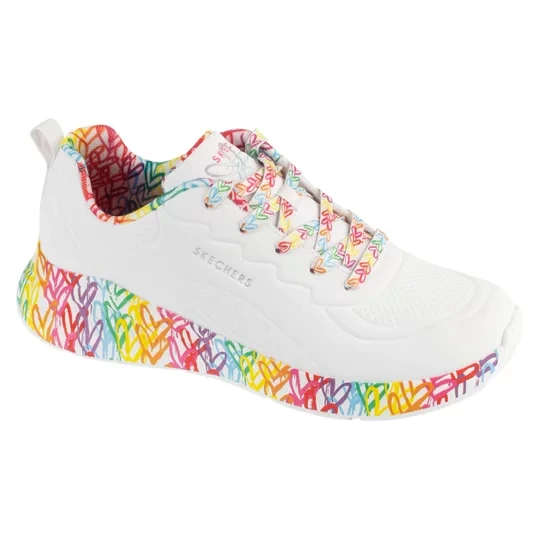 Zdjęcie produktu Skechers Uno Lite - Exuberant Hearts 177976-WMLT, Damskie, Białe, buty sneakers, skóra syntetyczna, rozmiar: 36