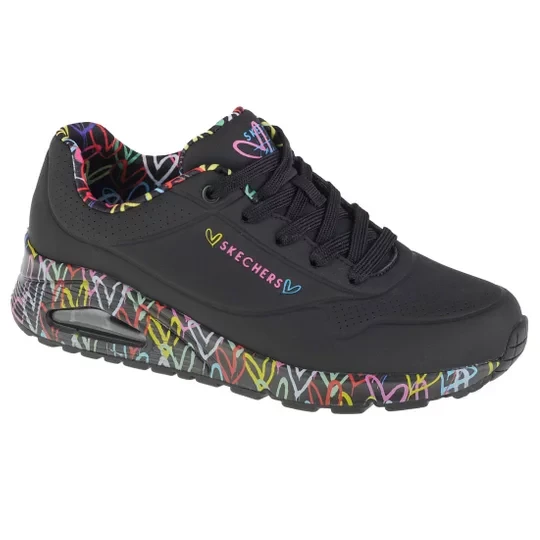 Zdjęcie produktu Skechers Uno-Loving Love 155506-BBK, Damskie, Czarne, buty sneakers, skóra syntetyczna, rozmiar: 35