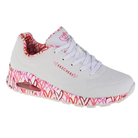 Zdjęcie produktu Skechers Uno-Loving Love 155506-WRPK, Damskie, Białe, buty sneakers, skóra syntetyczna, rozmiar: 35, 5