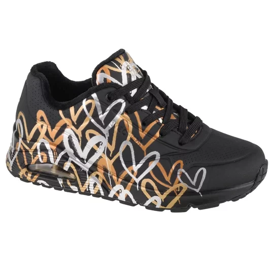 Zdjęcie produktu Skechers Uno-Metallic Love 155523-BKGD, Damskie, Czarne, buty sneakers, skóra syntetyczna, rozmiar: 36