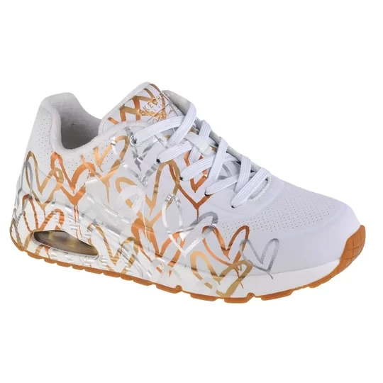Zdjęcie produktu Skechers Uno-Metallic Love 155523-WTGD, Damskie, Białe, buty sneakers, skóra syntetyczna, rozmiar: 37