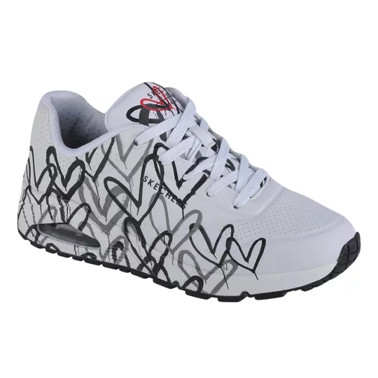 Zdjęcie produktu Skechers Uno-Spread The Love 155507-WBGY, Damskie, Białe, buty sneakers, skóra syntetyczna, rozmiar: 36