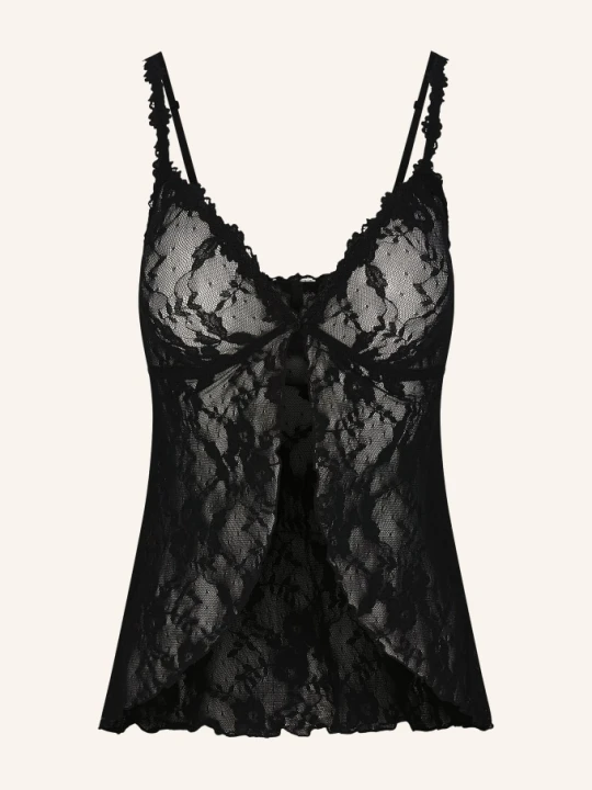 Zdjęcie produktu Skims Bluzka Lounge Stretch Lace schwarz SOOT