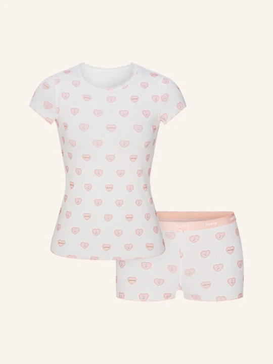 Zdjęcie produktu Skims Zestaw Wypoczynkowy Logo Pointelle weiss SNOW LACE HEARTS