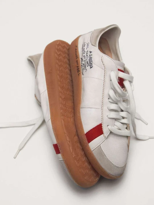 Zdjęcie produktu SKIN Sneakers ze skóry nappa z napisem Patrizia Pepe biały