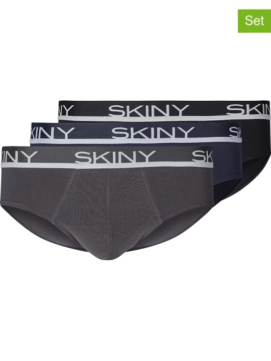 Zdjęcie produktu Skiny Slipy (3 pary) w kolorze szarym, granatowym i czarnym rozmiar: M