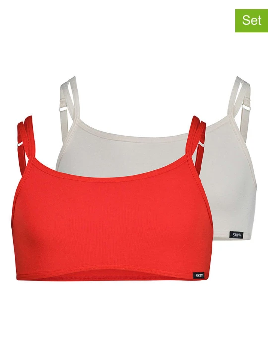 Zdjęcie produktu Skiny Topy (2 szt.) w kolorze kremowym i czerwonym rozmiar: 152