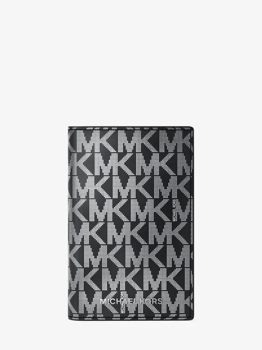 Zdjęcie produktu Składane metaliczne etui na karty Hudson z charakterystycznym logo Michael Kors CZARNY (Czarny)