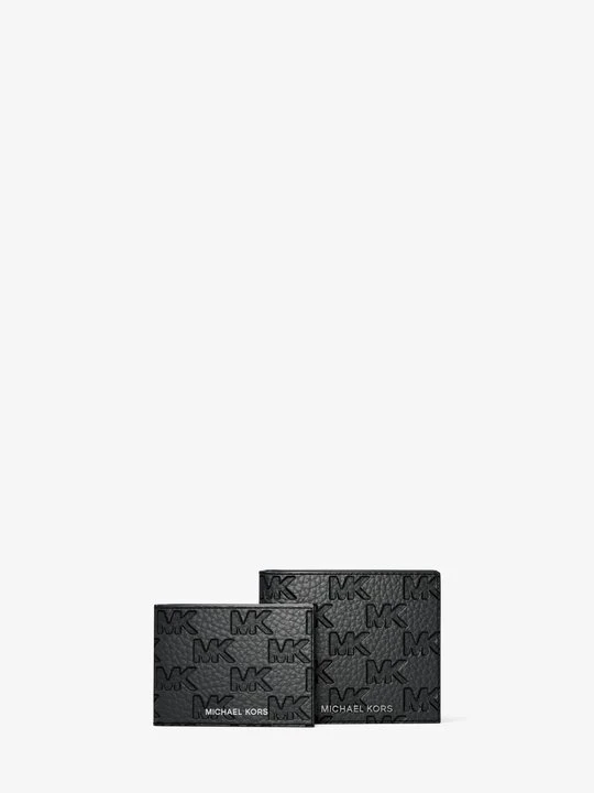 Zdjęcie produktu Składany portfel z klapką na dowód osobisty Hudson ze skóry z wytłoczonym logo Michael Kors CZARNY (Czarny)