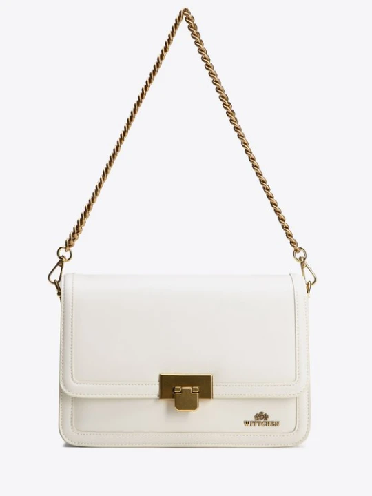Zdjęcie produktu Skórzana crossbody z odpinanym łańcuszkiem kremowa Wittchen kremowy