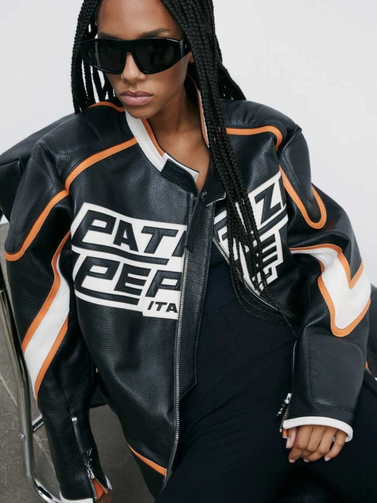 Zdjęcie produktu Skórzana kurtka biker racing Patrizia Pepe czarny