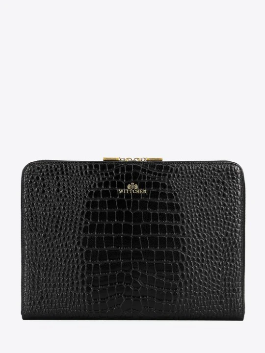 Zdjęcie produktu Skórzana torba na laptopa 15” z tłoczeniem croco czarna Wittchen