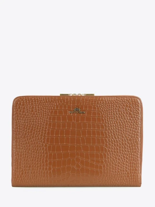 Zdjęcie produktu Skórzana torba na laptopa 15” z tłoczeniem croco koniak Wittchen