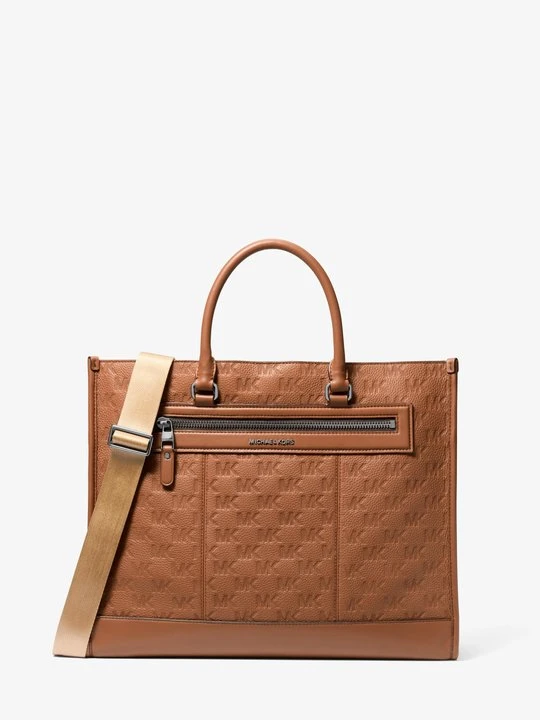 Zdjęcie produktu Skórzana torba tote z wytłoczonym logo Jet Set Michael Kors BRĄZOWY (Brązowy)