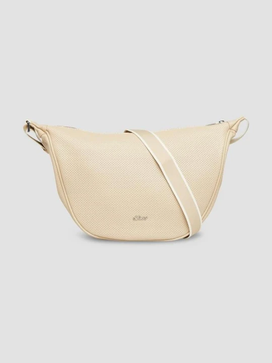 Zdjęcie produktu Skórzana torba typu crossbody z regulowanym paskiem na ramię s.Oliver beżowy