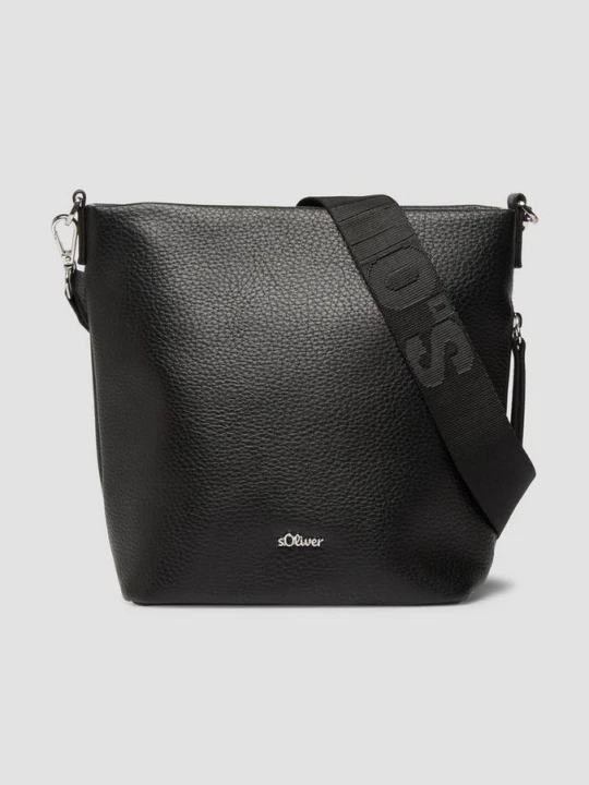 Zdjęcie produktu Skórzana torba typu hobo z odpinanym paskiem na ramię s.Oliver czarny