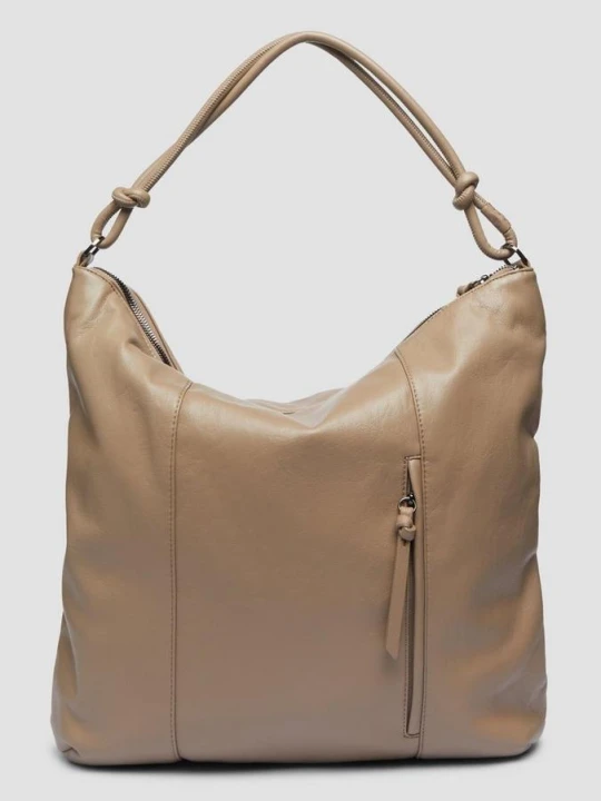 Zdjęcie produktu Skórzana torba typu hobo z wytłoczonym logo i zapięciem na zamek błyskawiczny s.Oliver brązowy