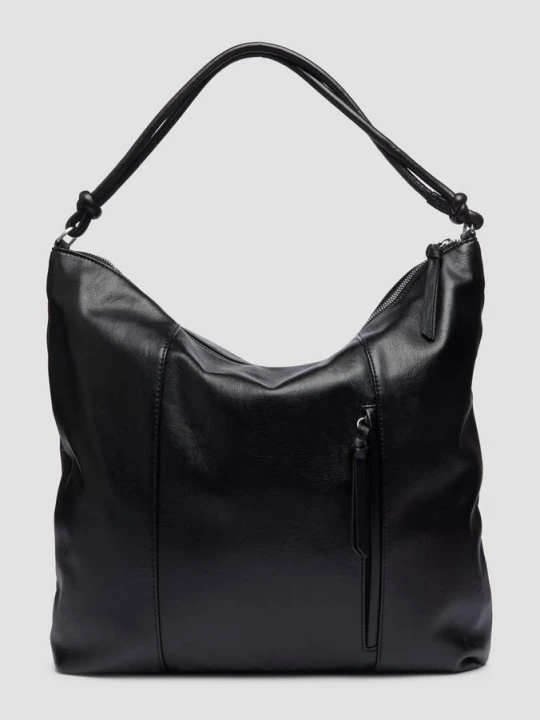 Zdjęcie produktu Skórzana torba typu hobo z wytłoczonym logo i zapięciem na zamek błyskawiczny s.Oliver czarny
