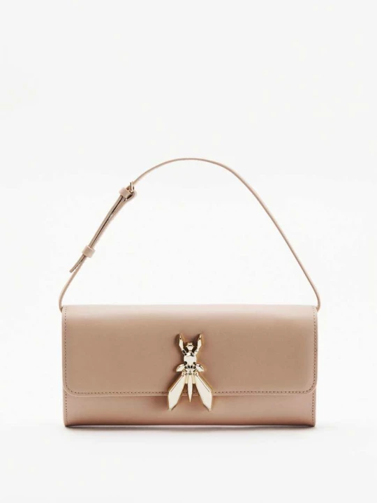 Zdjęcie produktu Skórzana torebka crossbody Square Essential Fly Patrizia Pepe beżowy