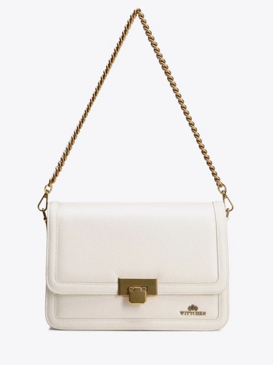 Zdjęcie produktu Skórzana torebka crossbody z łańcuszkiem kremowa Wittchen kremowy
